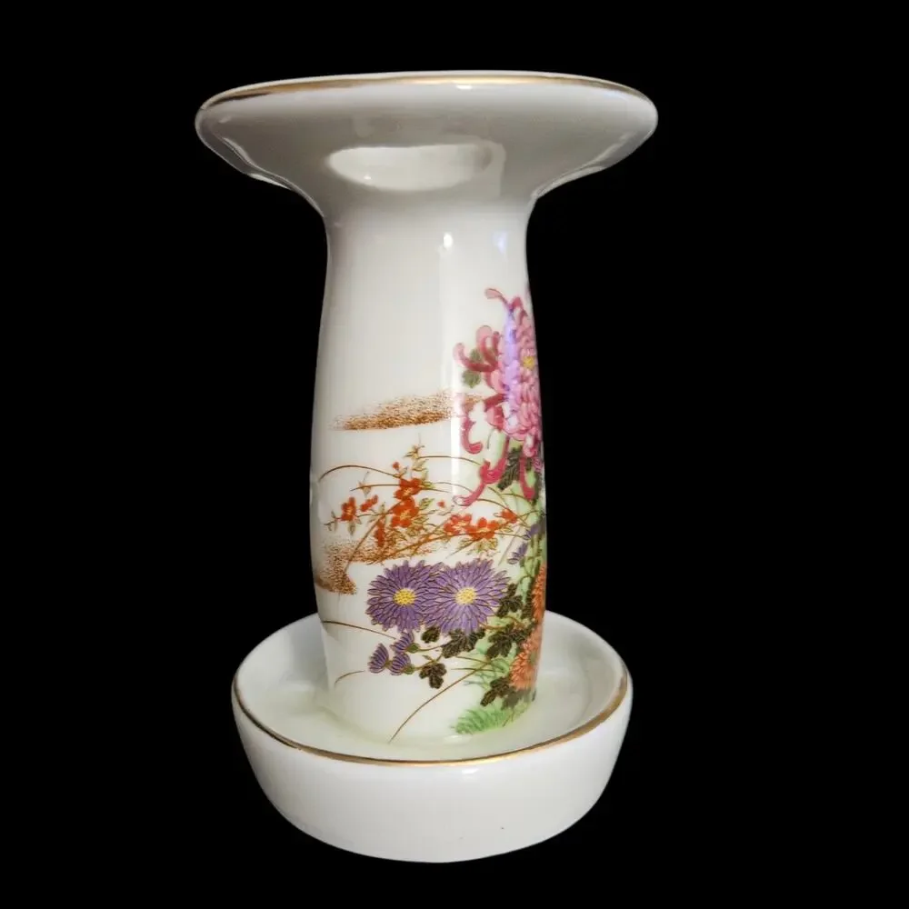 Shibata Japan Chrysanthemum Bird Bathroom Set Tumbler Soap Dish Holder